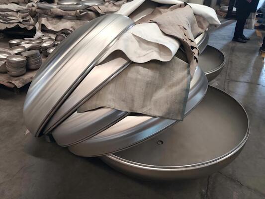 External Polished & Brushed Necked Elliptical Head With Bottom Opening For Cryogenic Storage Tank Equipment